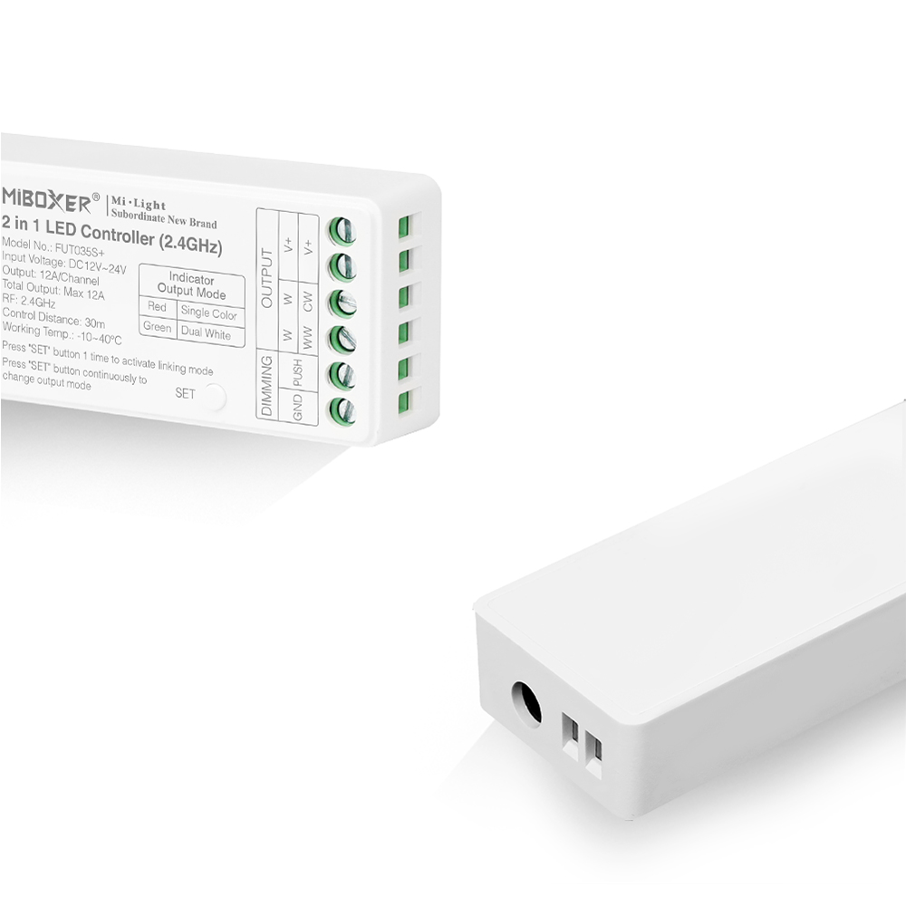 FUT035S+ 2.4GHz 2in1 CCT LED Strip Controller - DC12~24V FUT035S+ 2.4GHz 2in1 CCT LED Strip Controller - DC12~24V